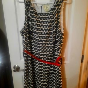 Black/white dress w/red belt plus size